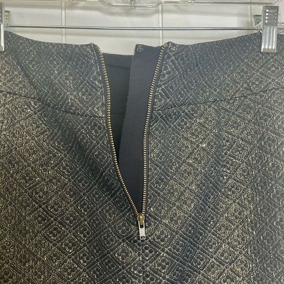Ann Taylor Loft Women’s Size 12 Black Metallic Gold A Line Mini Skirt Pleated - Picture 6 of 9